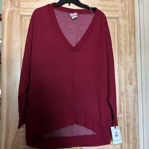 Women's V-Neck Sweatshirt - Red Size Large NWT